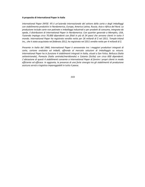 Comunicato stampa (.pdf) - International Paper