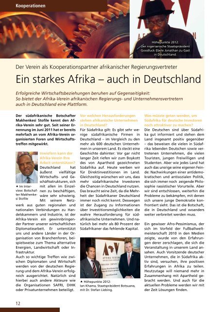 TÃ¤tigkeitsbericht 2012 - Afrika-Verein der deutschen Wirtschaft eV