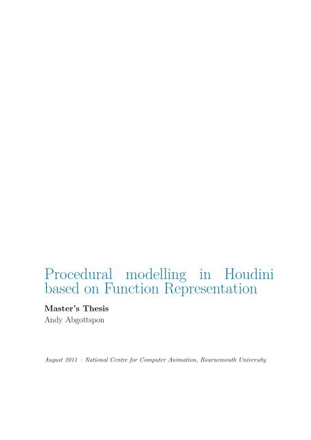 Procedural modelling in Houdini based on Function Representation