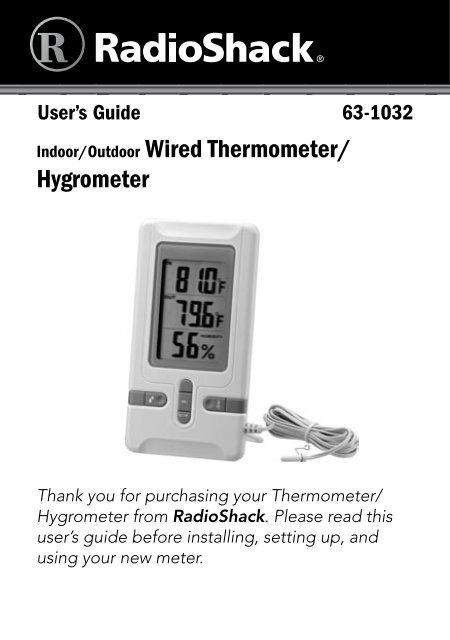 Indoor/Outdoor Wired Thermometer/ Hygrometer - Radio Shack