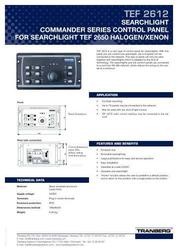 Datasheet - Tranberg