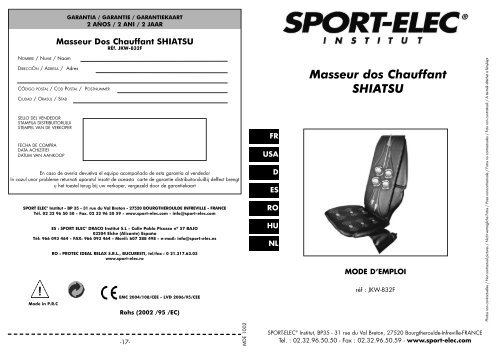 Masseur dos Chauffant SHIATSU - Sport-elec.com