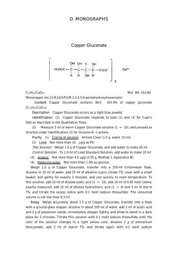 D. MONOGRAPHS Copper Gluconate