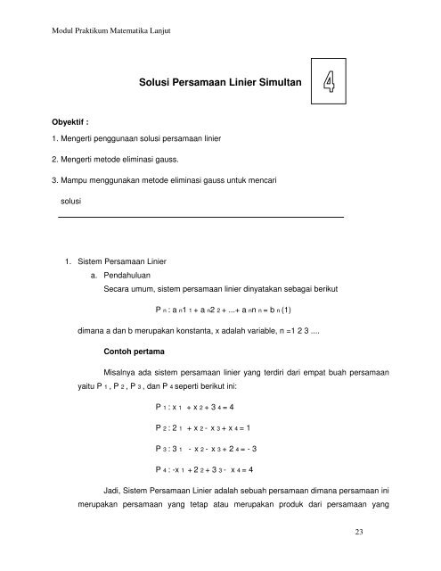 Solusi Persamaan Linier Simultan - iLab