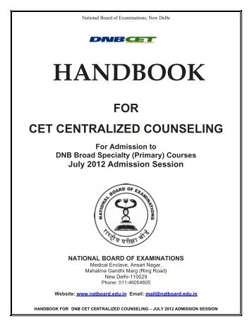 the Handbook of DNB Centralized Merit Based Counseling