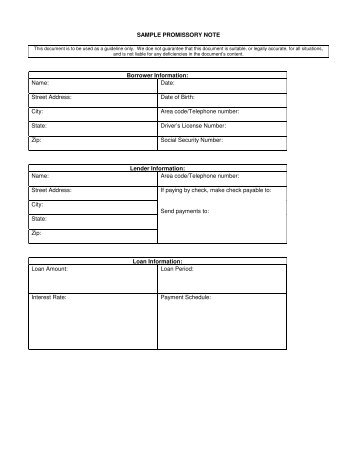 Promissory Note Receivable Sample