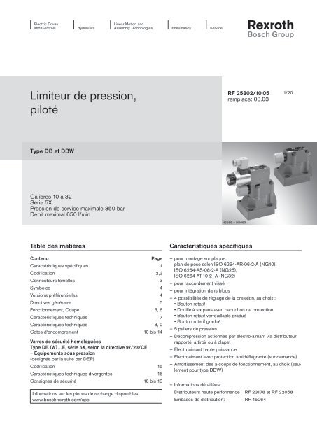 Limiteur de pression, pilotÃ© - Bosch Rexroth