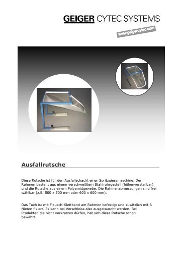 Ausfallrutsche - Geiger Cytec Systems AG