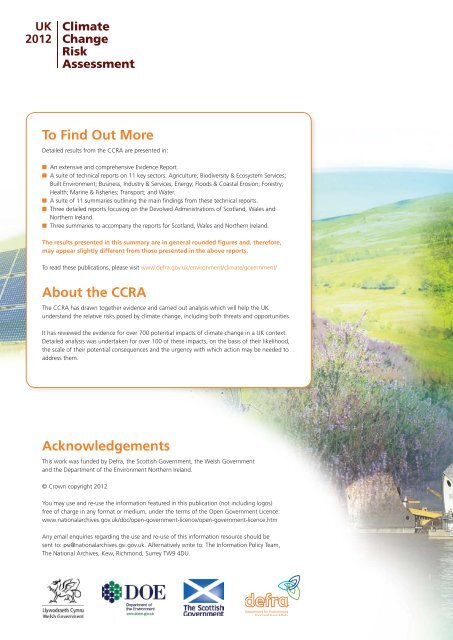 Summary of key findings from the CCRA - Defra