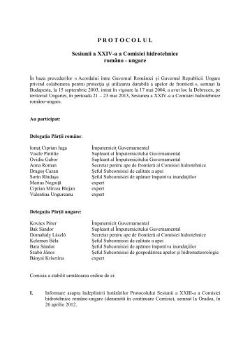 Protocol Sesiunea XXIV-a a Comisiei-hidrotehnice RO-HU