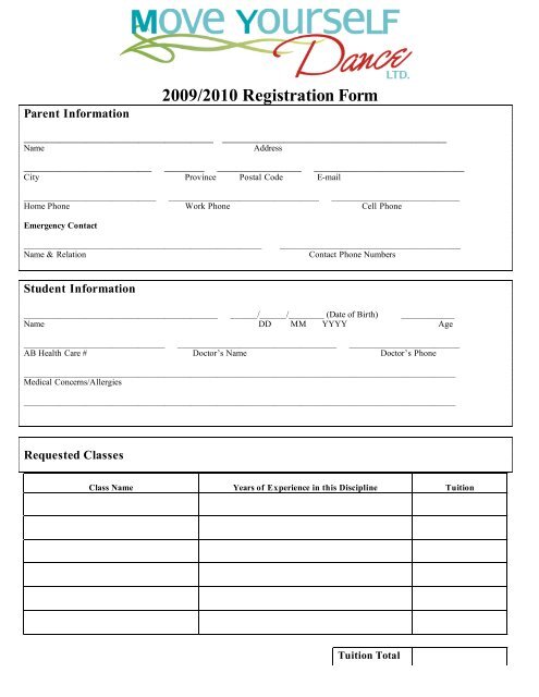 new reg form - Move Yourself Dance
