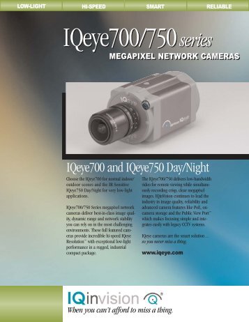IQeye 700 series megapixel IP cameras (PDF 172k). - Network ...