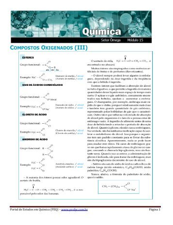 COMPOSTOS OXIGENADOS (III) - Portal de Estudos em QuÃ­mica