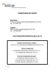 Conditions de vente - Disposition des biens - Gouvernement du ...