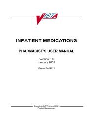 Inpatient Medications Pharmacist's User Manual - US Department of ...