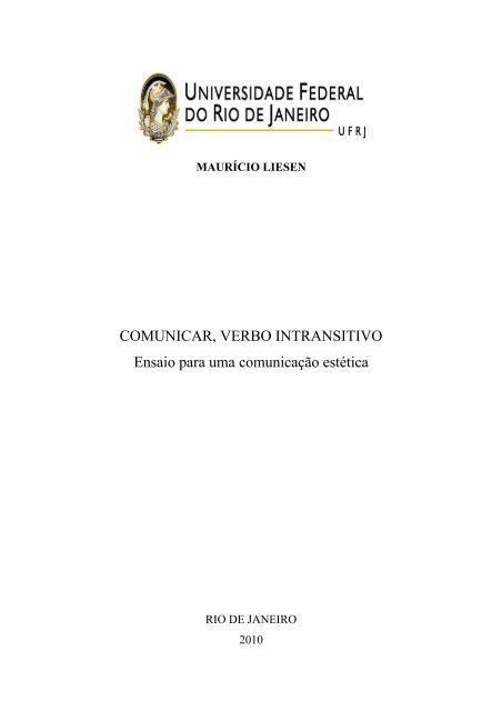 COMUNICAR, VERBO INTRANSITIVO Ensaio para uma ... - UFRJ