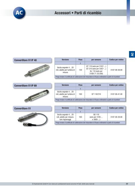 Catalogo Sensore - Hydrotechnik