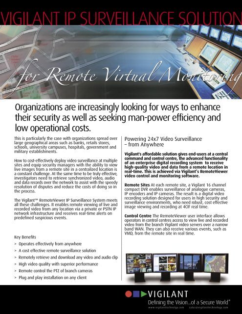 VIGILANT IP SURVEILLANCE SOLUTION - Zone Technology