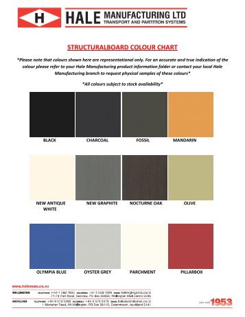 STRUCTURALBOARD COLOUR CHART - Hale Manufacturing Ltd