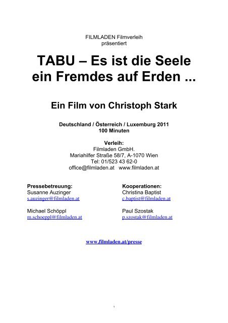 TABU â Es ist die Seele ein Fremdes auf Erden ... - Filmladen