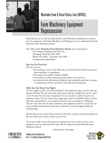 Farm Machinery Equipment Repossession - Manitoba Farm & Rural ...