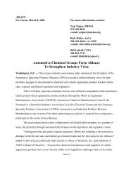 For immediate release - Automotive Specialty Products Alliance