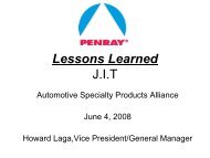 Lessons Learned J.I.T - Automotive Specialty Products Alliance