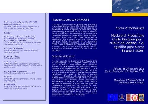 Brochure del corso - Dipartimento della Protezione Civile