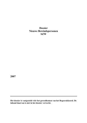 Dossier Nieuwe Bewindspersonen SZW 2007 - Pagina niet gevonden