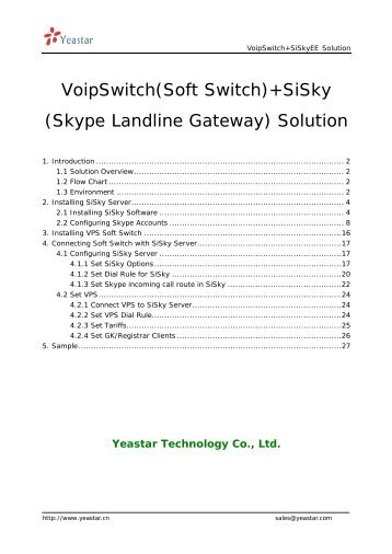 VoipSwitch(Soft Switch)+SiSky (Skype Landline Gateway ... - Yeastar