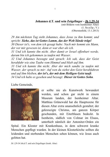 Johannes der Täufer und sein Zeigefinger - Oberstenfeld