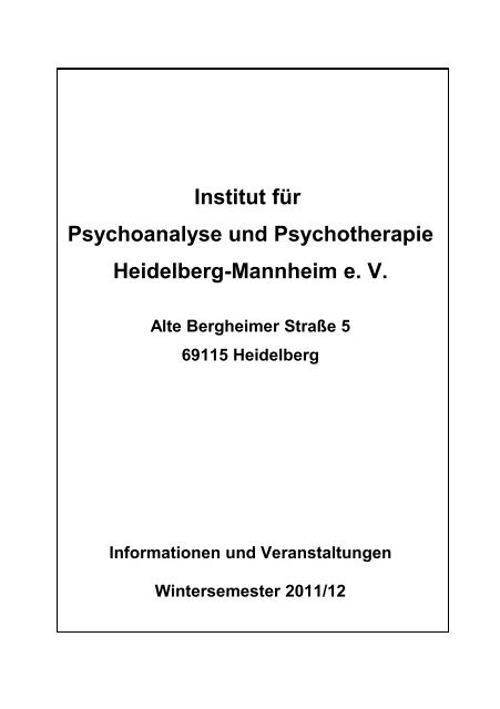 Wissenschaftliche Veranstaltungen - Institut für Psychoanalyse und ...