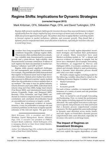 Regime Shifts: Implications for Dynamic Strategies by ... - State Street