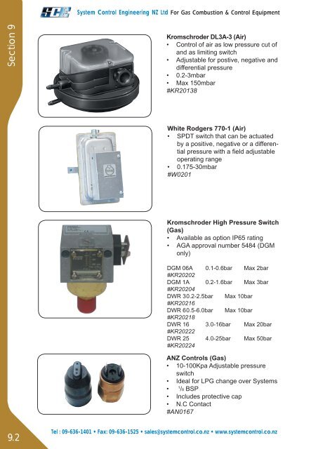 air, gas & duct pressure switches - System Control Engineering ...