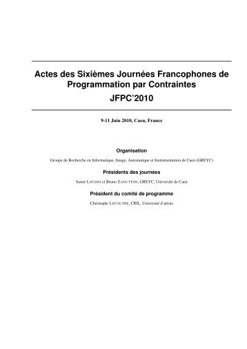actes des JFPC 2010 - Greyc