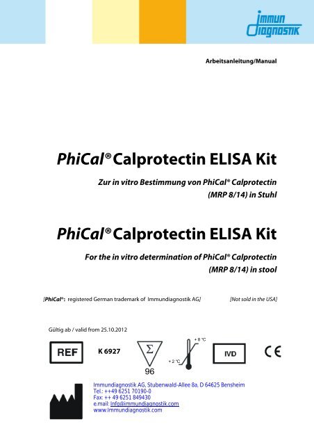 Arbeitsanleitung/Manual PhiCal®Calprotectin - bei Immundiagnostik