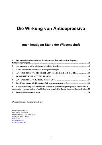 Die Wirkung von  Antidepressiva - IPPM