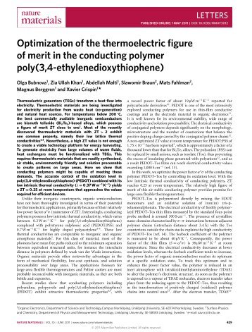 Optimization of the thermoelectric figure of merit in the ... - Nature