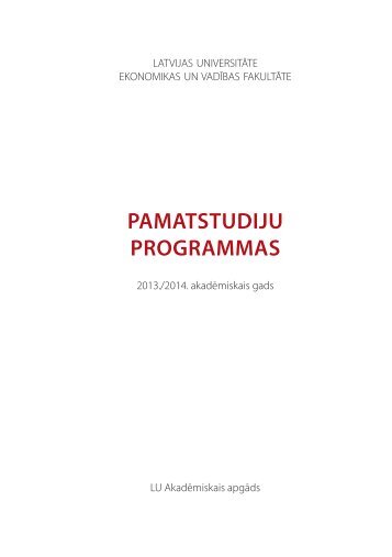 PAMATSTUDIJU PROGRAMMAS - EVF - Latvijas UniversitÄte