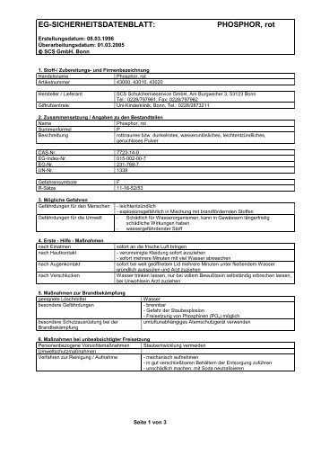 EG-SICHERHEITSDATENBLATT: PHOSPHOR, rot - MBM Lehrmittel