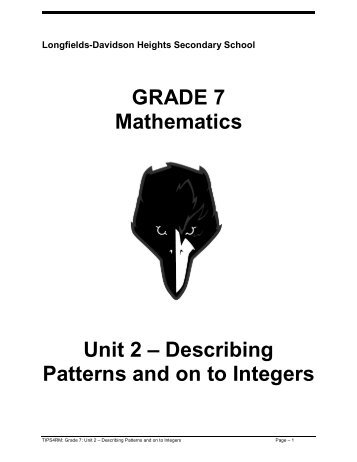 GRADE 7 Mathematics Unit 2 â Describing Patterns ... - TeacherWeb