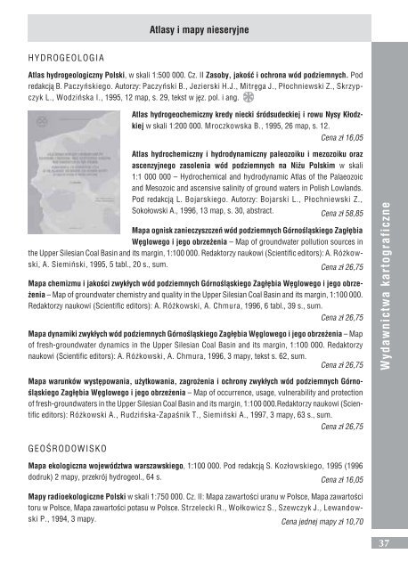 Katalog wydawnictw PIG w latach 1994-2003 - PaÅstwowy Instytut ...