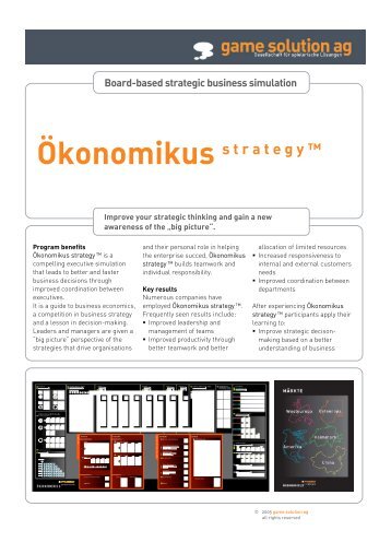 Boardgame "Oekonomikus strategie" - game solution ag