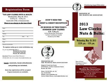 2013 Law Clerks Nuts & Bolts: - Wichita Bar Association