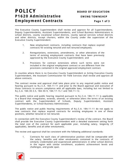 1620 Administrative Employment Contracts - Ewing Township Public ...