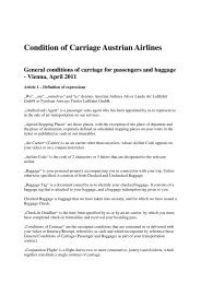 Condition of Carriage Austrian Airlines - Joker