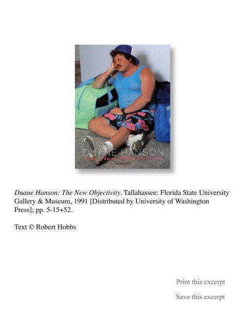 Duane Hanson: The New Objectivity. Tallahassee - Robert Hobbs