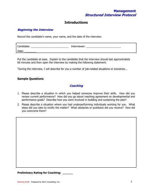 Sample Structured Interview Protocol - Management - WLH ...