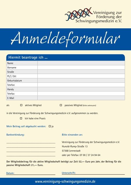 Sonderdruck - Vereinigung der Schwingungsmedizin