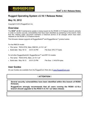 Rugged Operating System v3.10.1 Release Notes ... - RuggedCom